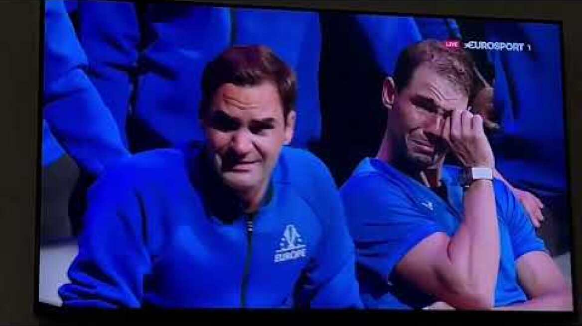 Federer & Nadal crying on Laver Cup
