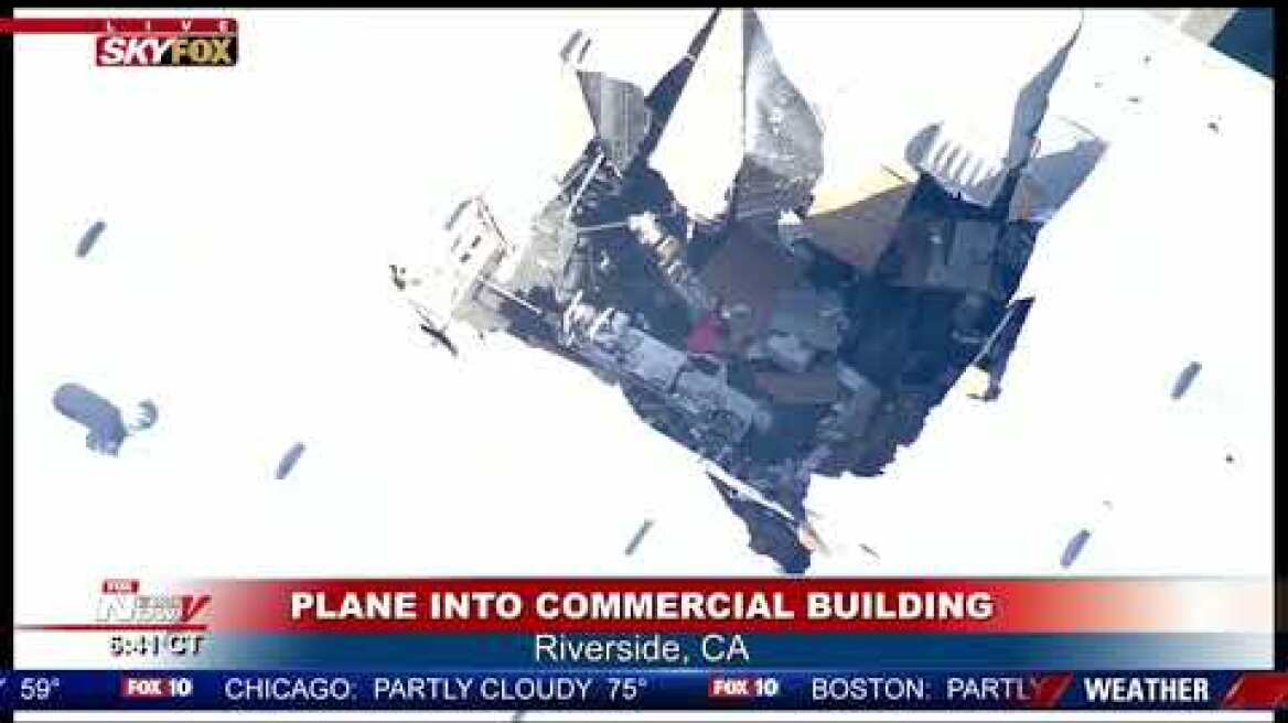 F-16 INTO WAREHOUSE: No injuries reported in Riverside, California