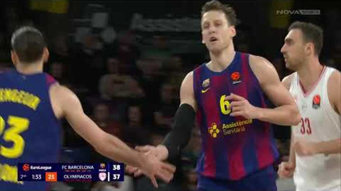 Euroleague: Δεύτερη σερί ήττα για τον Ολυμπιακό, πήρε το σερβικό ντέρμπι η Παρτίζαν, στην κορυφή παρέμεινε η Χαποέλ Μπαρτσελόνα-Ολυμπιακός: 98-85 (MD 15, 12/12/2025)