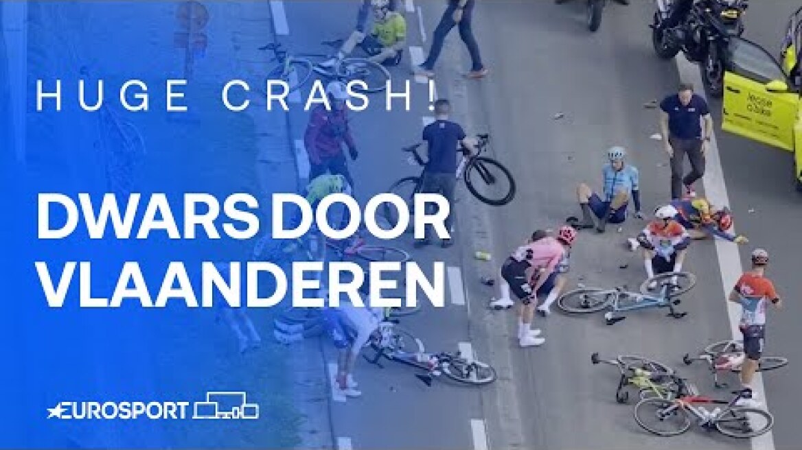 💥 HUGE CRASH in Dwars door Vlaanderen wipes out Wout van Aert, Mads Pedersen and Biniam Girmay 🤕