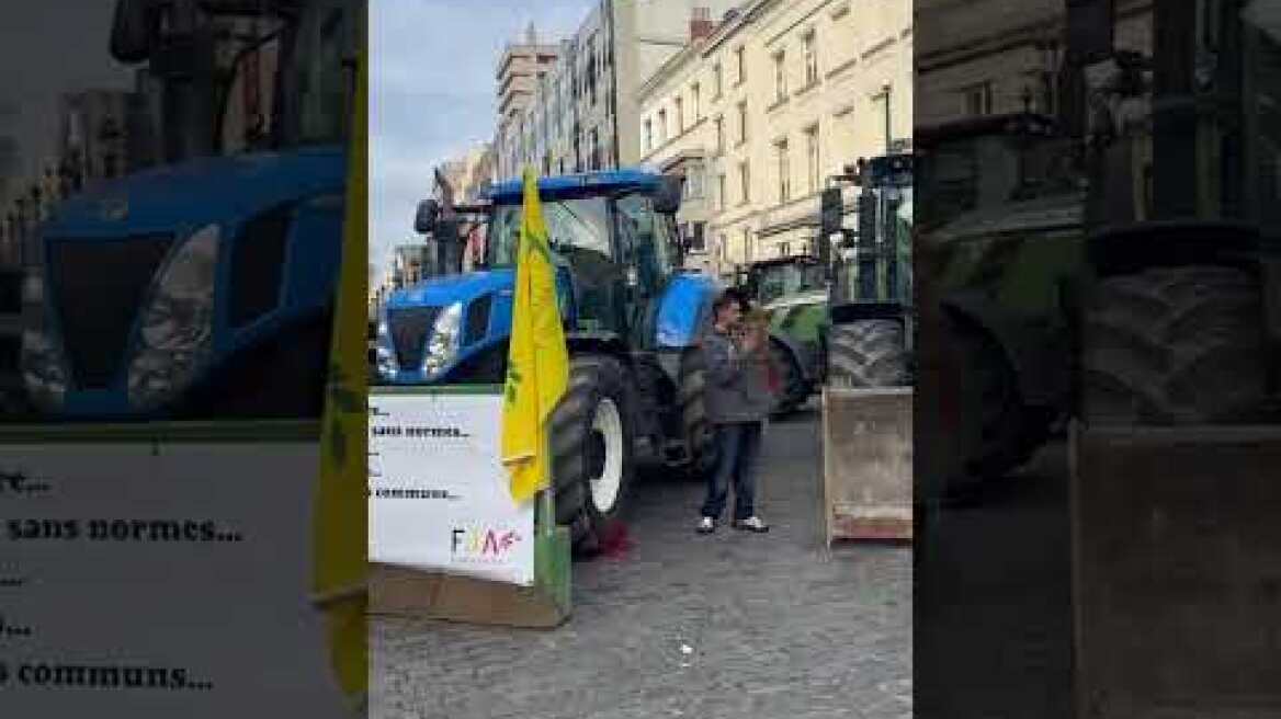 Επεισόδια στα μπλόκα των αγροτών στις Βρυξέλλες (2)