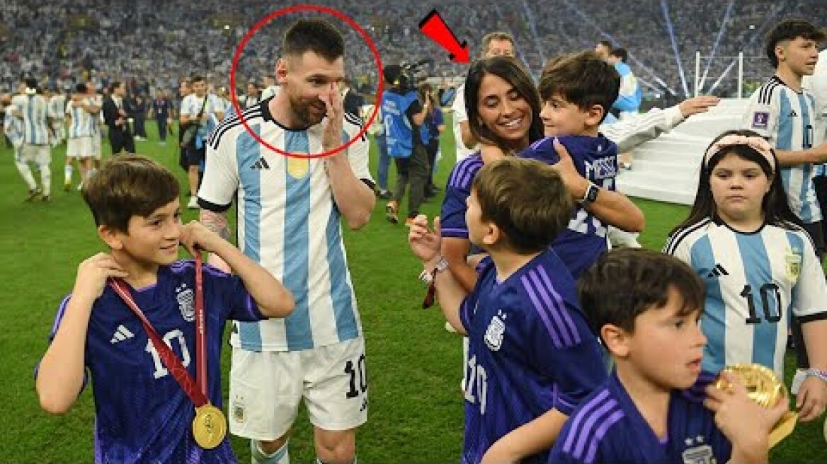 Watch, lionel messi got emotional When Wife, Child & mother came to him after won fifa wc 2022 final