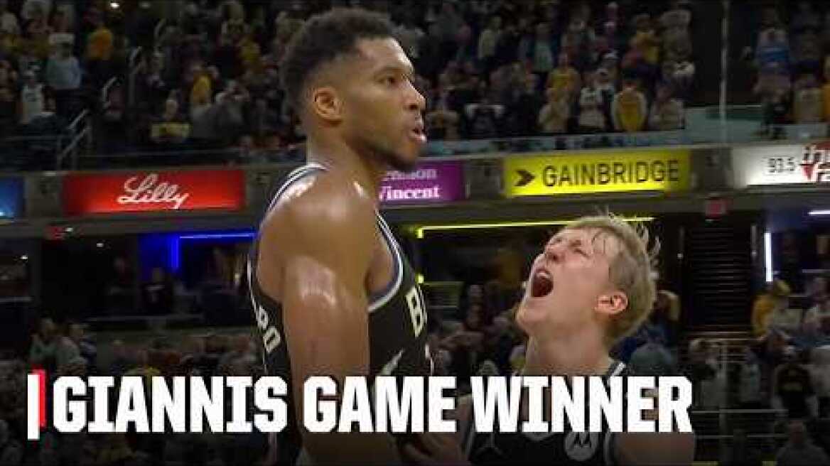 GIANNIS HITS GAME-WINNING BUZZER BEATER VS. PACERS & SHUSHES THE CROWD 🚨 | NBA on ESPN