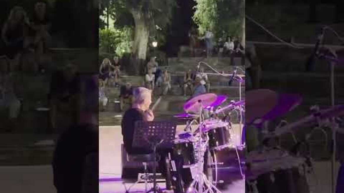 Andreas Loverdos in drums in a tribute to folk and rebetiko song