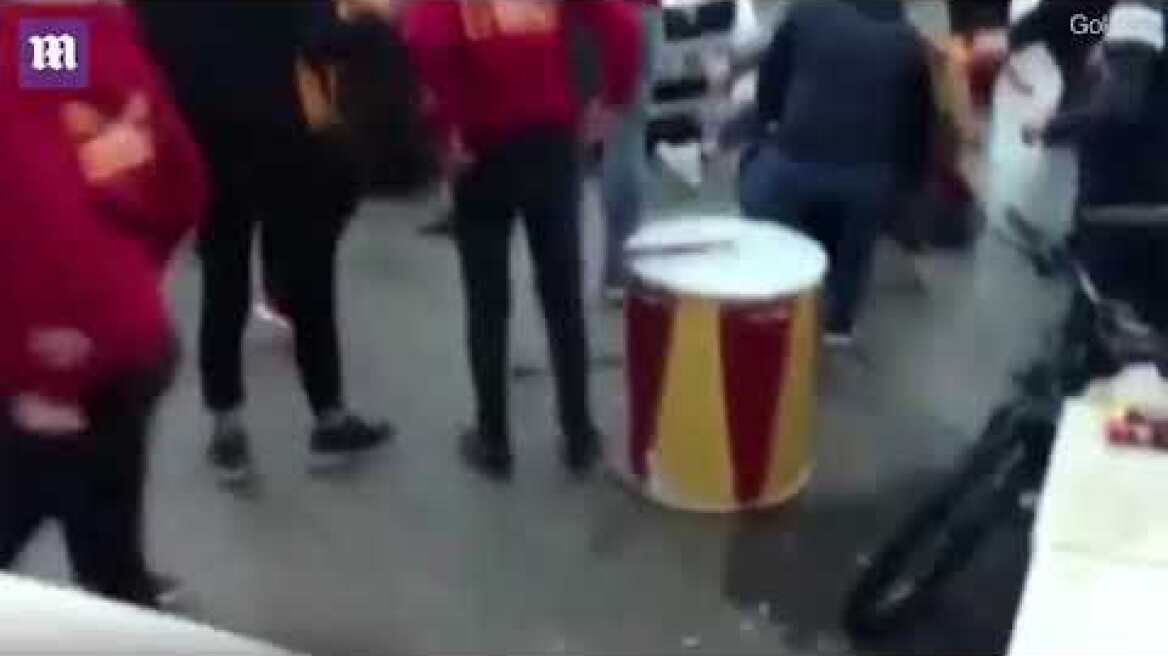 Video: Car sent careering into group of chanting Galatasaray fans