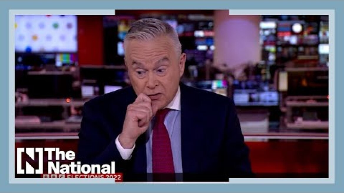Moment Huw Edwards caught eating croissant during BBC election coverage