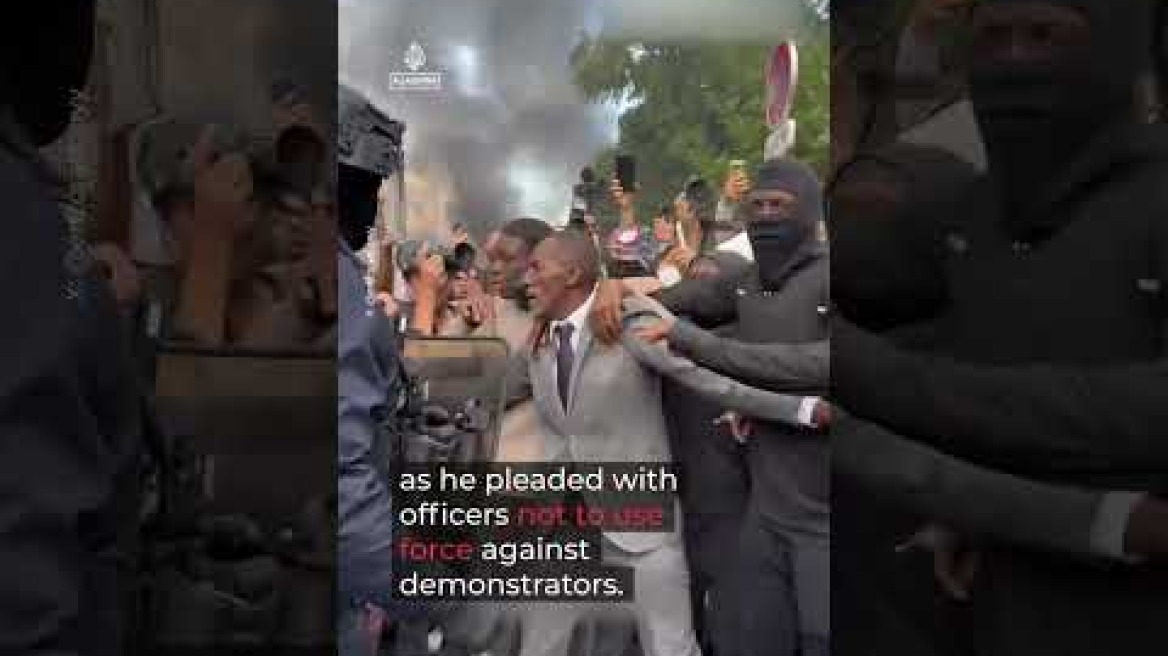 French mayor tear-gassed after shielding protesters from police | AJ #shorts