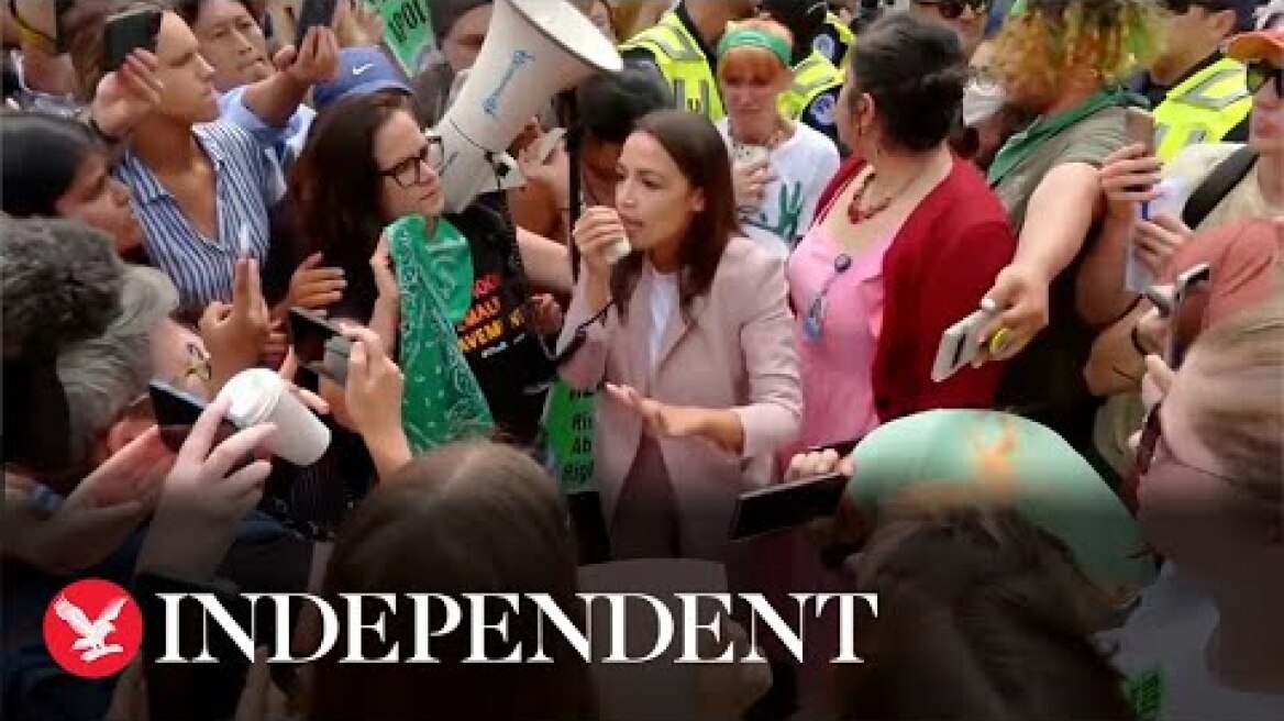 AOC joins protests after Roe v Wade overturned