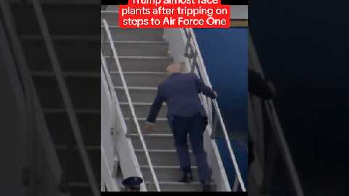 Trump TRIPS on Air Force One Steps, Nearly FACE PLANTS