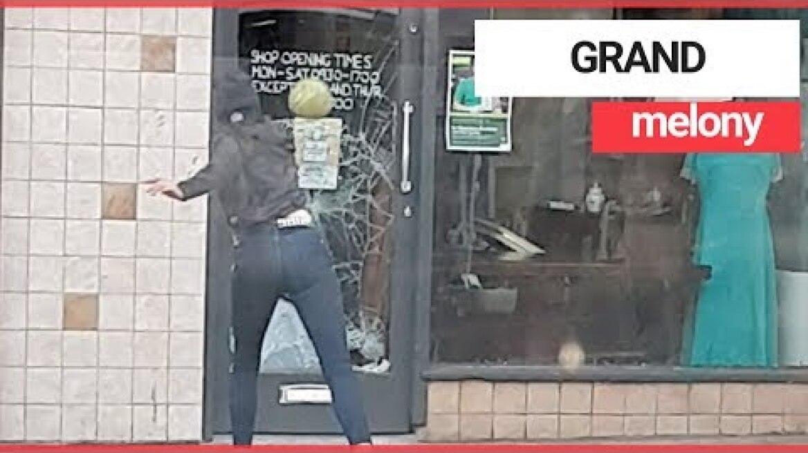 Woman caught smashing her way into shop using melon | SWNS TV