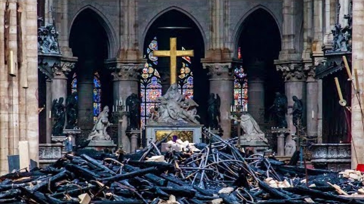 Inside Notre-Dame Cathedral after the fire