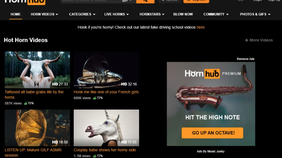 PornHub: Η φετινή πρωταπριλιάτικη φάρσα του ενθουσίασε τους λάτρεις των... πνευστών