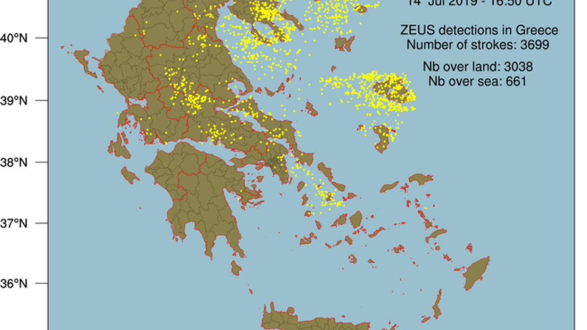 Καιρός: Πάνω από 3.600 κεραυνοί την Κυριακή