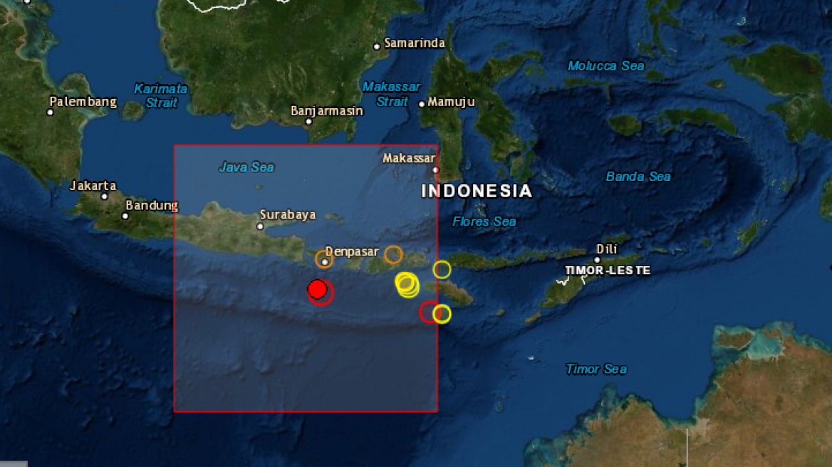 Σεισμός 5,7 Ρίχτερ ανοιχτά του Μπαλί στην Ινδονησία