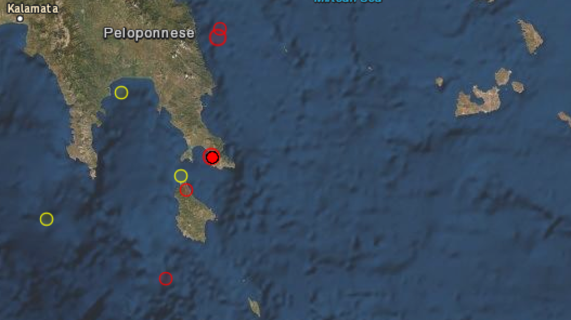 Σεισμική δόνηση 3,4 Ρίχτερ ανάμεσα σε Κύθηρα και Πελοπόννησο