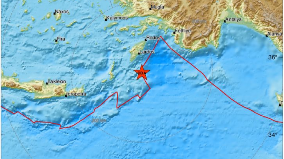 Ασθενής σεισμική δόνηση στα ανοιχτά της Ρόδου