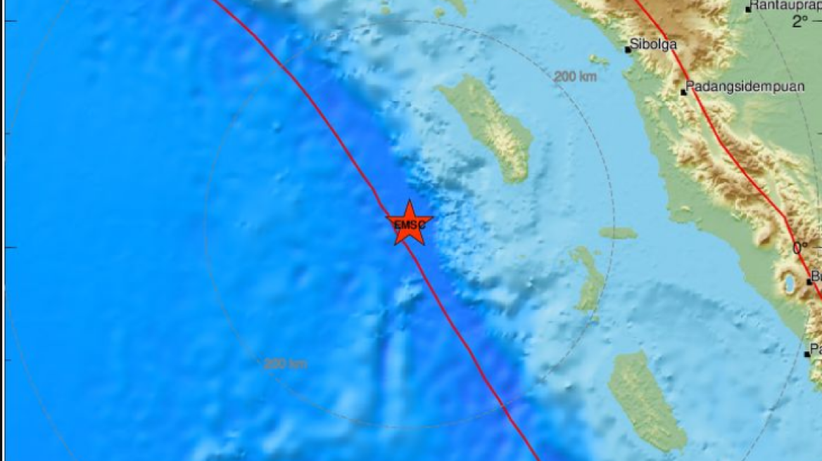 Σεισμός τώρα 6,6 Ρίχτερ στην Ινδονησία, στα δυτικά παράλια της Σουμάτρα