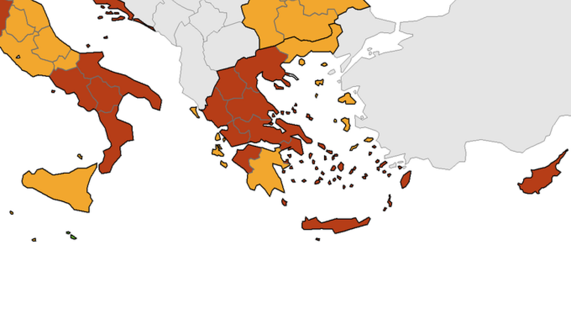 Κορωνοϊός - Χάρτης ECDC: «Κιτρίνισε» η Θράκη στον συνδυασμό τεστ - κρουσμάτων - δείκτη θετικότητας