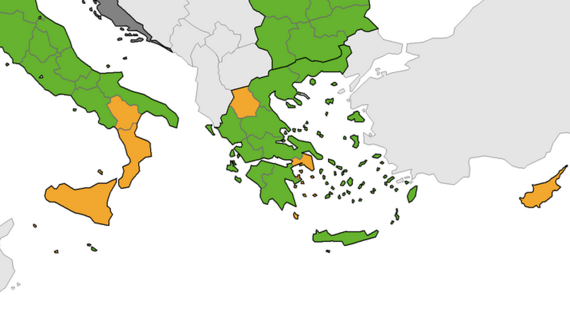 Χάρτης ECDC: «Πρασίνισε» η Ελλάδα εκτός Αττικής και Δυτικής Μακεδονίας 