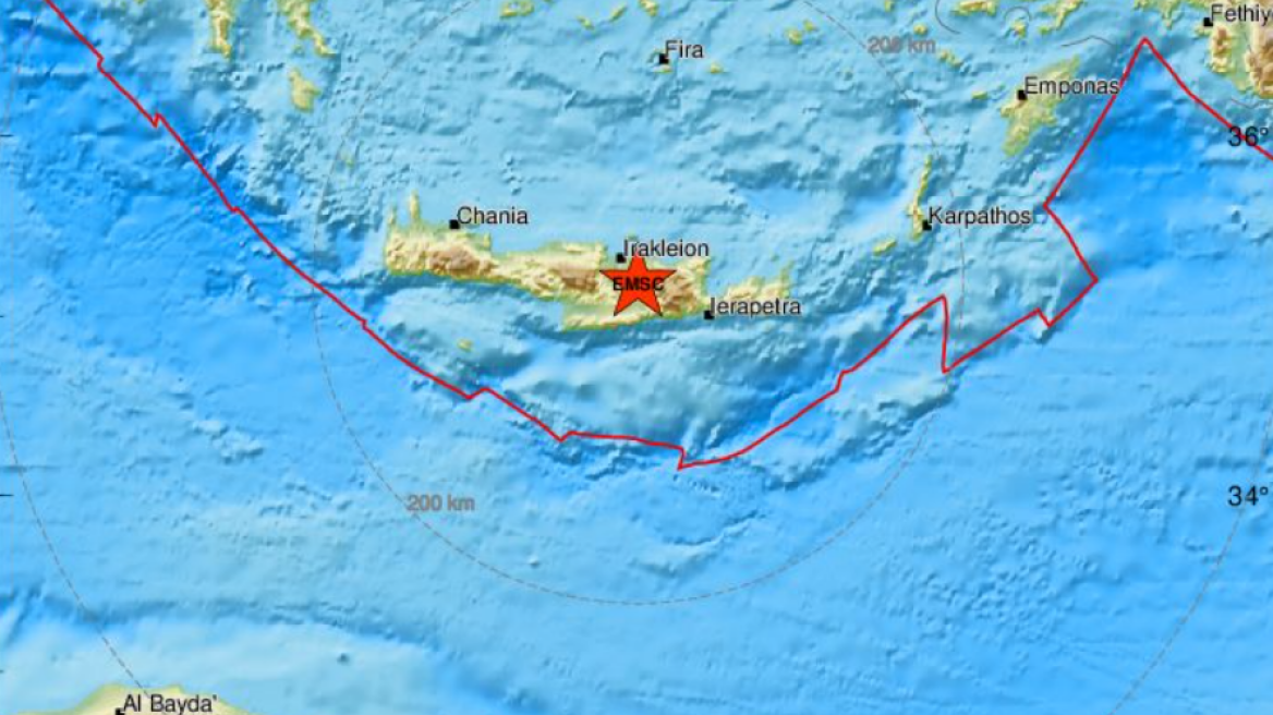 Ασθενής σεισμική δόνηση 3,1 Ρίχτερ στο Ηράκλειο Κρήτης