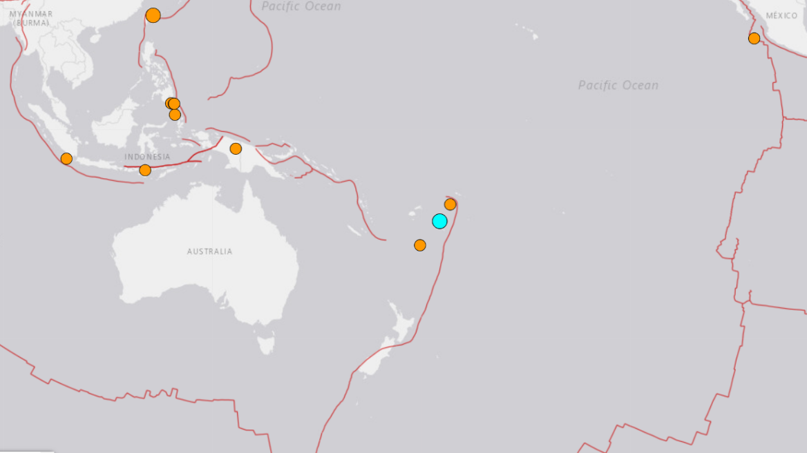 Σεισμός τώρα 5,8 Ρίχτερ στο νότιο Ειρηνικό, κοντά στα νησιά Φίτζι