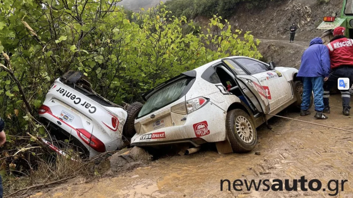 Απίστευτο video: H βροχή και η λάσπη... ρούφηξε δύο αγωνιστικά αυτοκίνητα