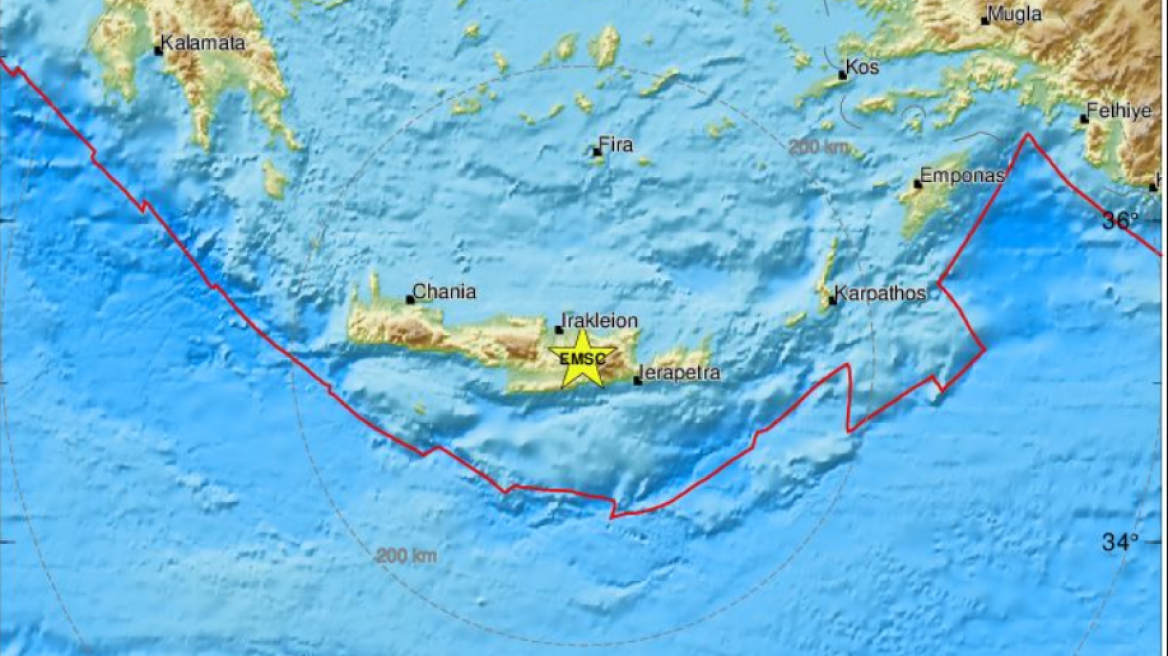 Σεισμός στην Κρήτη: Ασθενής σεισμική δόνηση 3,4 Ρίχτερ στο Αρκαλοχώρι