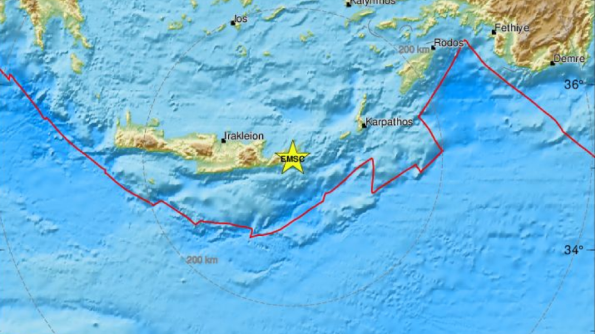 Σεισμός τώρα στην Κρήτη: 4 Ρίχτερ νοτιοανατολικά της Ζάκρου Λασιθίου - Μικρό το εστιακό βάθος