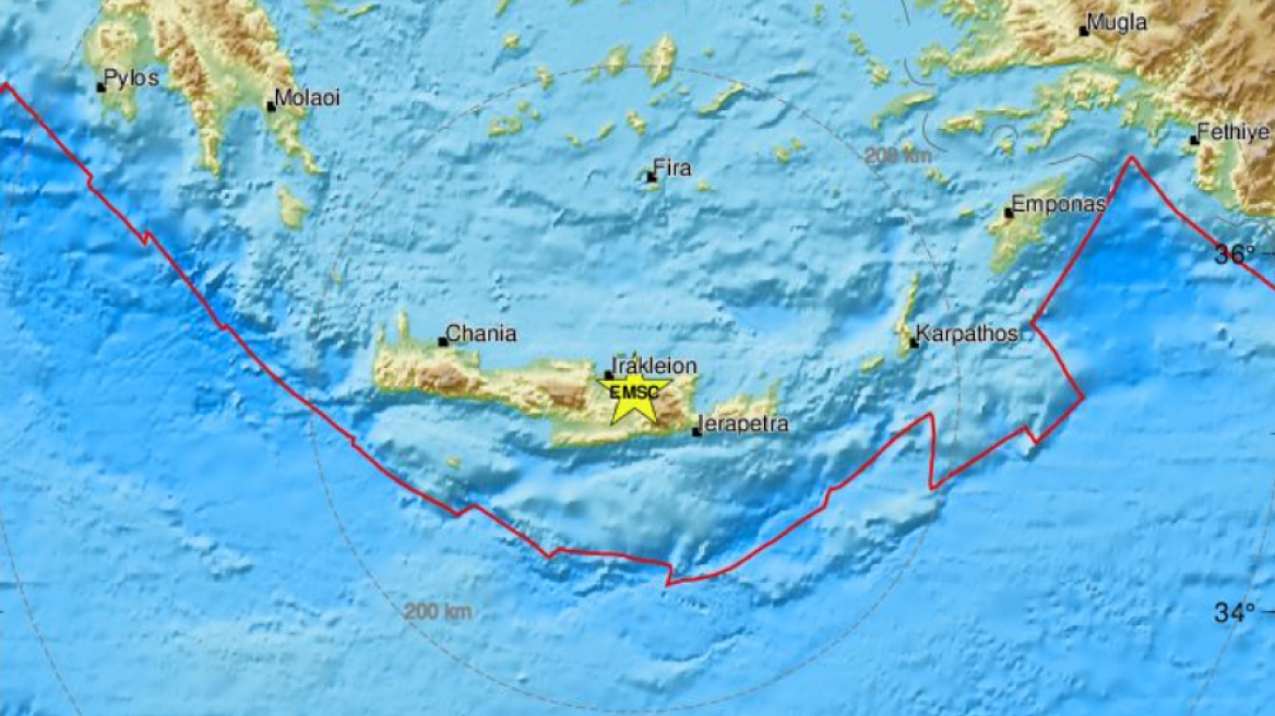 Σεισμός τώρα 3,9 Ρίχτερ στο Ηράκλειο Κρήτης