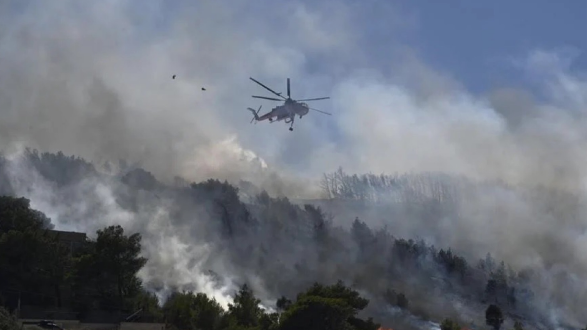 Σε εξέλιξη η φωτιά στο Παλαιόκαστρο Λάρισας - Σηκώθηκαν και εναέρια μέσα 