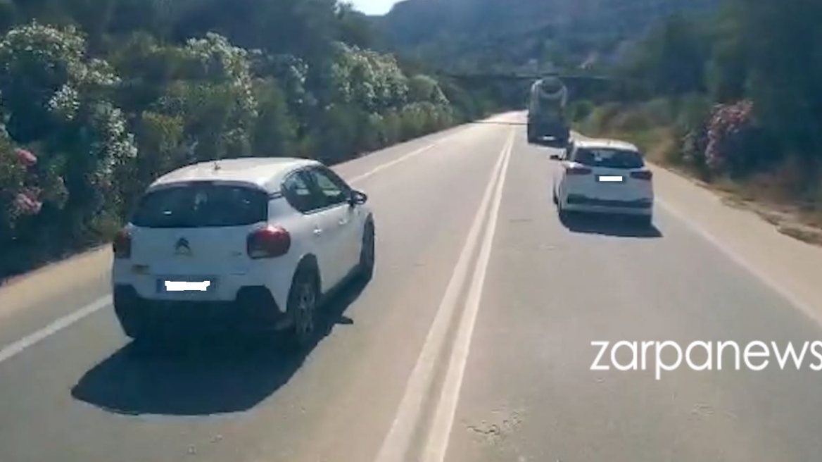 Προσπέραση-κίνδυνος θάνατος στον ΒΟΑΚ: Μπήκε στο αντίθετο ρεύμα πριν από στροφή για να περάσει λεωφορείο, ΙΧ και μπετονιέρα