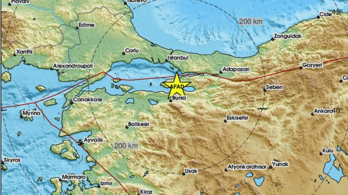 Σεισμός τώρα 3,9 Ρίχτερ στη δυτική Τουρκία
