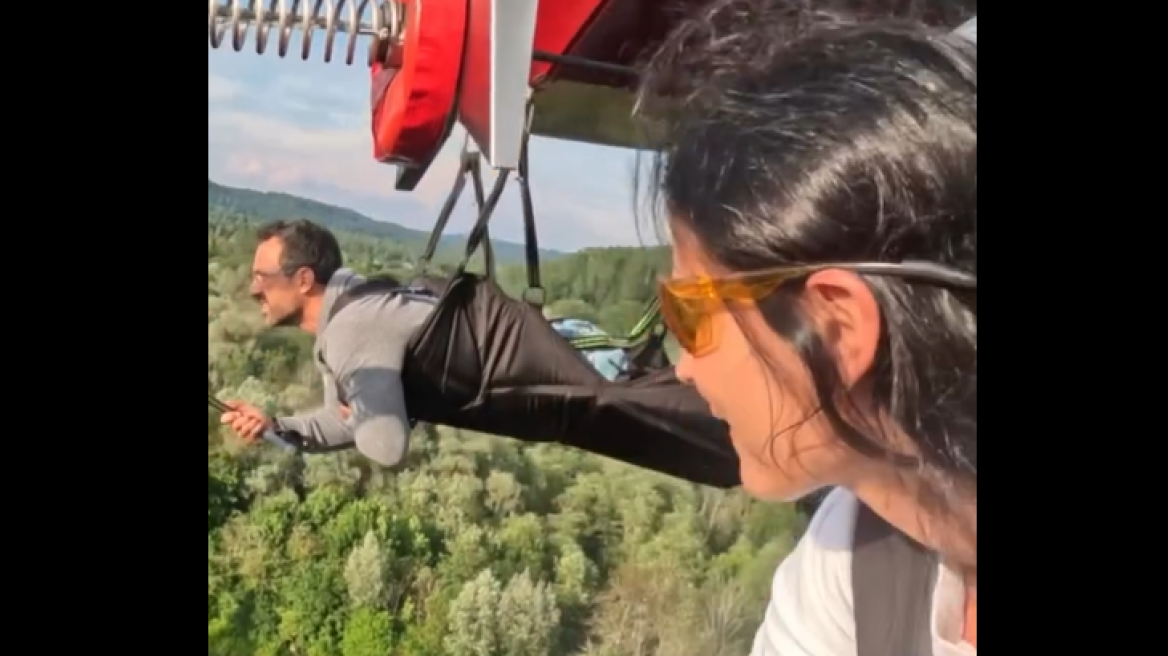 Σάκης Τανιμανίδης - Χριστίνα Μπόμπα: Το απρόοπτο με το zipline με τουρμπίνα στη Λετονία - Δείτε βίντεο