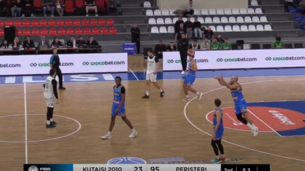 Το απίθανο buzzer beater του Μουράτου από τη μια στην άλλη πλευρά του γηπέδου στο Κουταΐσι - Περιστέρι, βίντεο 