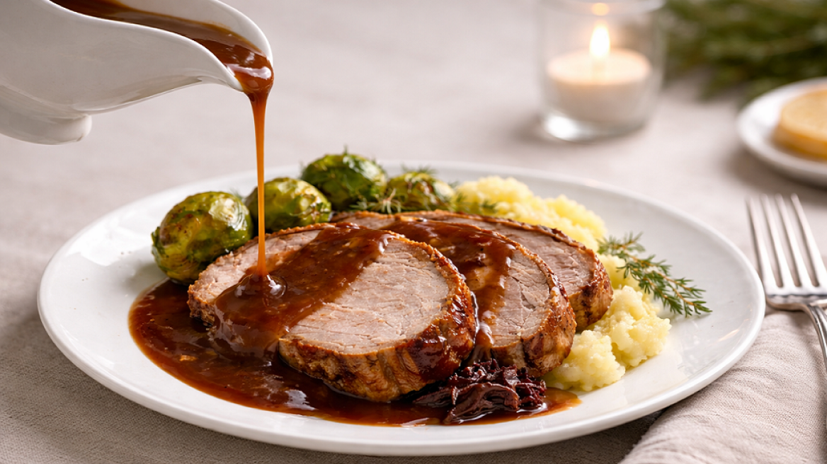 Πώς φτιάχνουμε gravy: Η τεχνική της Εύας Μονοχάρη για ζουμερό κρέας και πλούσια σάλτσα