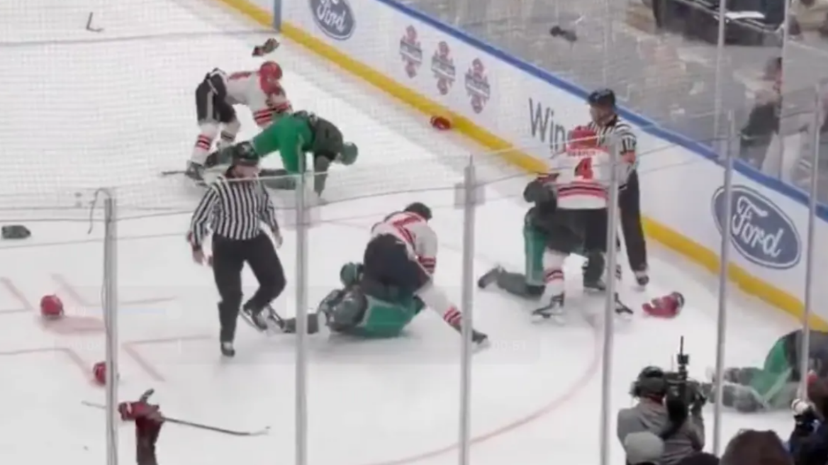 Άγριο ξύλο σε φιλανθρωπικό αγώνα χόκεϊ πυροσβεστών με αστυνομικούς της Νέας Υόρκης, δείτε βίντεο