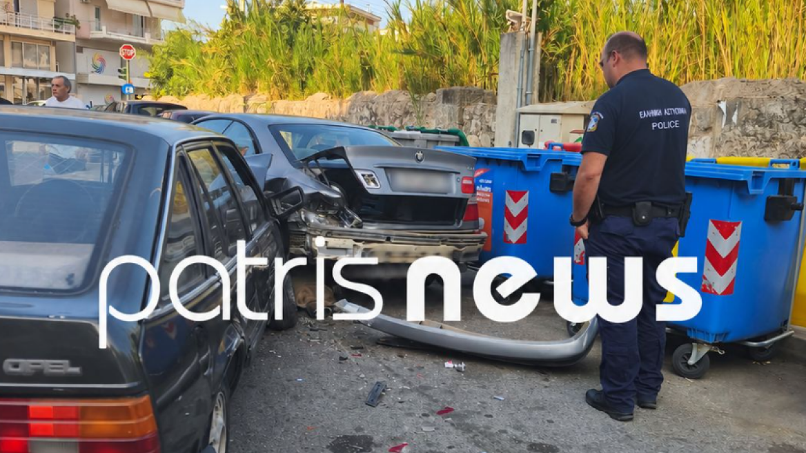 Ηλικιωμένος οδηγός αισθάνθηκε αδιαθεσία και προσέκρουσε σε επτά αυτοκίνητα στον Πύργο, μεταφέρθηκε στο νοσοκομείο