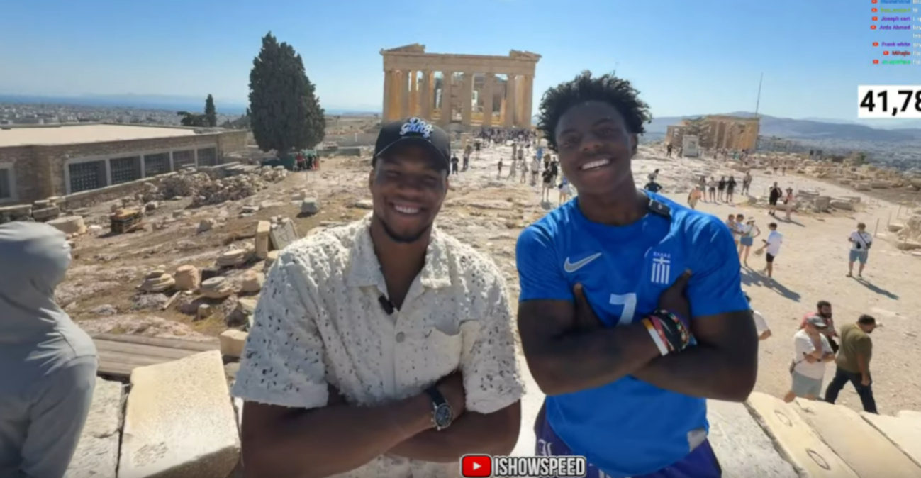 Ο Γιάννης Αντετοκούνμπο ξενάγησε σε live μετάδοση τον διάσημο youtuber IShowSpeed στην Ακρόπολη 

