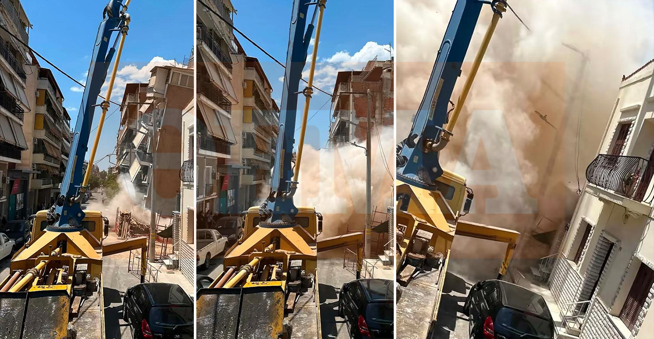 Καρέ καρέ η κατάρρευση της πολυκατοικίας στα Πετράλωνα, δείτε φωτογραφίες από τη στιγμή που το κτήριο παίρνει κλίση και πέφτει
