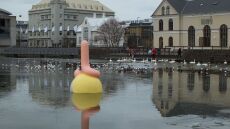 Ρέικιαβικ: Σάλος με γλυπτό λουκάνικο που έχει στηθεί απέναντι από το ισλανδικό κοινοβούλιο