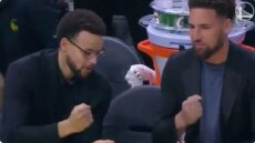 Κάρι και Τόμπσον έπαιξαν «πέτρα, μολύβι, ψαλίδι, χαρτί» για χάρη του Ιγκουοντάλα