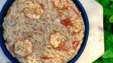 Κριθαρότο με γαρίδες και τζίντζερ