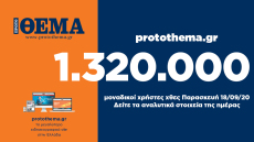 1.320.000 μοναδικοί χρήστες ενημερώθηκαν χθες Παρασκευή 18 Σεπτεμβρίου από το protothema.gr