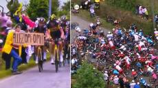 Tour de France: Η αστυνομία ψάχνει τη γυναίκα με την πινακίδα που προκάλεσε την καραμπόλα με τα δεκάδες ποδήλατα!