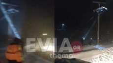 Κακοκαιρία Ελπίς: Εναερίτες προσπαθούν να αποκαταστήσουν την ηλεκτροδότηση στην Αγία Άννα