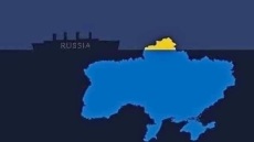 Η ρωσική φρεγάτα - «Τιτανικός» προσκρούει στο «παγόβουνο» της Ουκρανίας, δείχνει σκίτσο