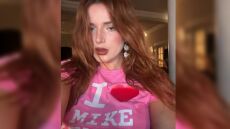 Μπέλα Θορν: Πόζαρε με μαύρο δερμάτινο σουτιέν