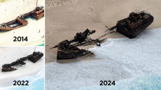 Χωρίς τέλος οι περιπέτειες του ναυαγίου της Ζακύνθου: Από τον σεισμό του 2019 μέχρι την κακοκαιρία του ΄23 που το «έκοψε» στη μέση