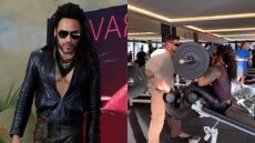 Λένι Κράβιτζ: Κάνει γυμναστική με δερμάτινο παντελόνι, διάφανη μπλούζα και γυαλί ηλίου