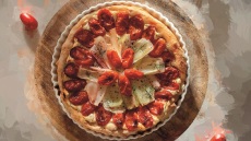 Τάρτα με πράσα, ντοματίνια και κρέμα τυριού